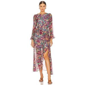 slim fit dress slacks Women's Without You Velvet Cherry Blossom Midi Dress in Green Floral
